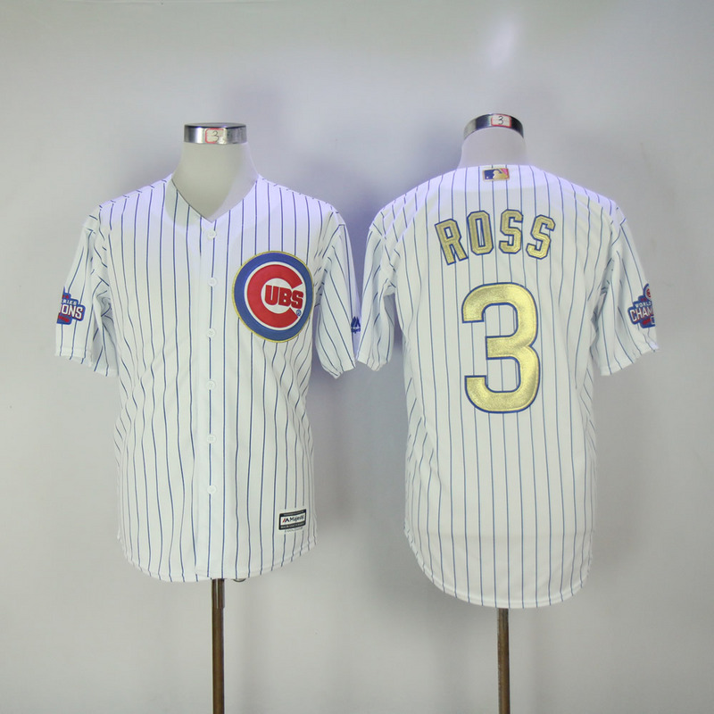 2017 MLB Chicago Cubs #3 Ross CUBS White Gold Program Game Jersey->boston red sox->MLB Jersey